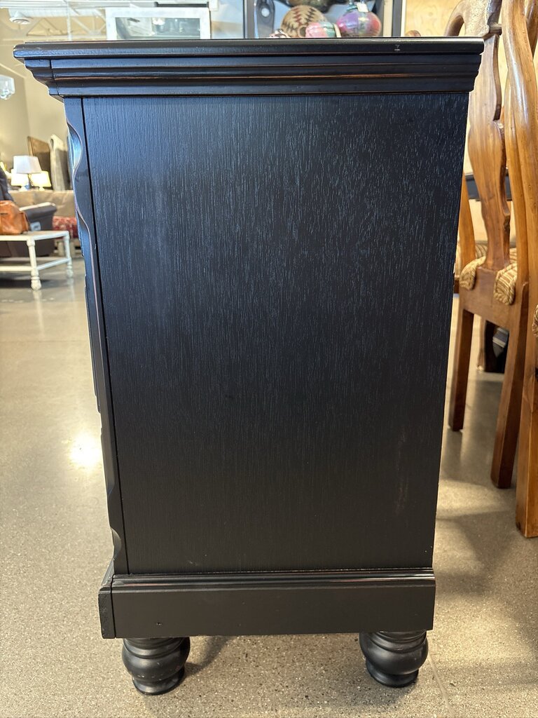 Black Wood 7 Drawer Dresser- 64X18X32