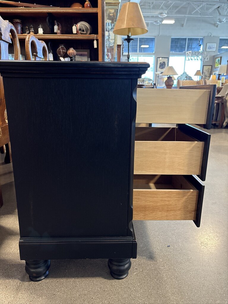 Black Wood 7 Drawer Dresser- 64X18X32