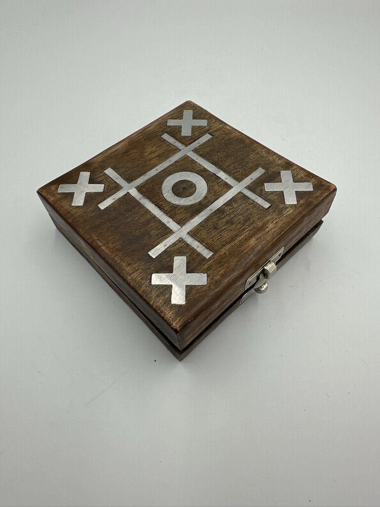 Wooden & Brass Tic Tac Toe Set- 5X4X2