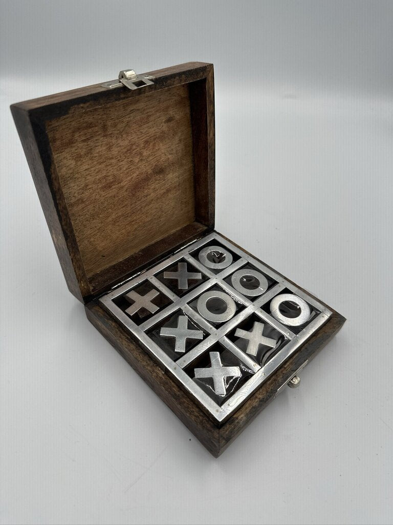 Wooden & Brass Tic Tac Toe Set- 5X4X2