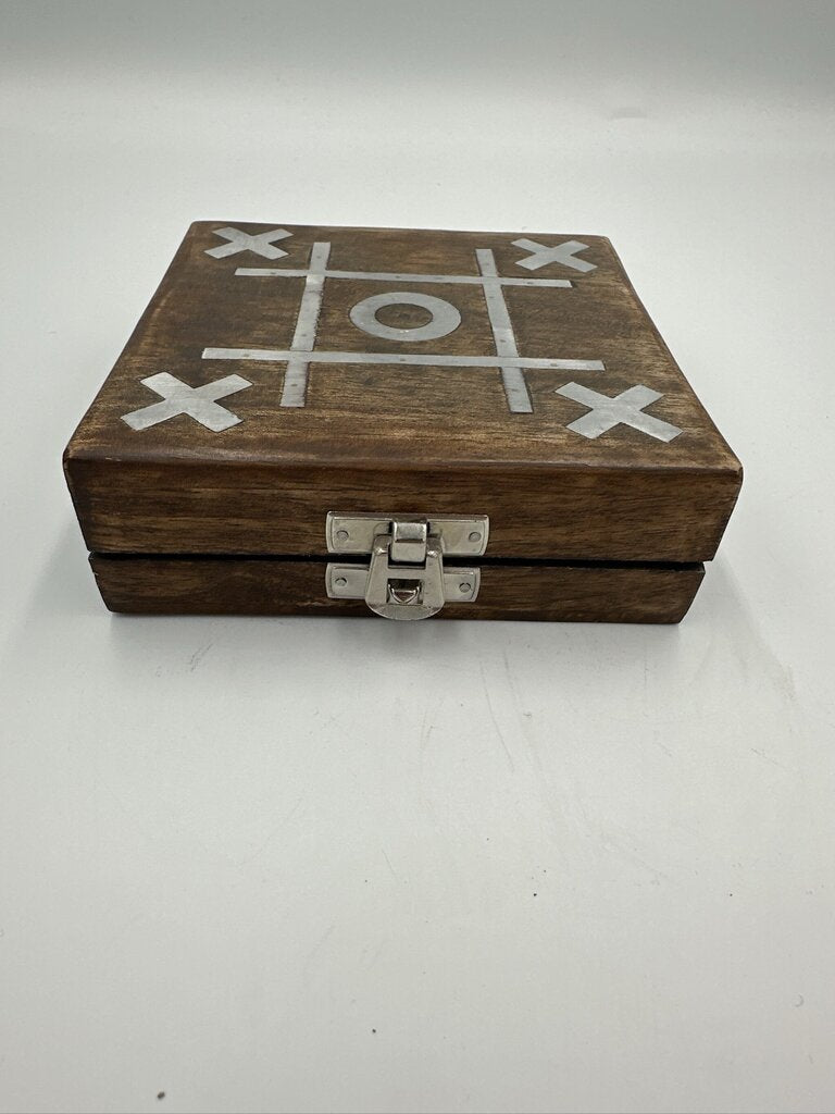 Wooden & Brass Tic Tac Toe Set- 5X4X2