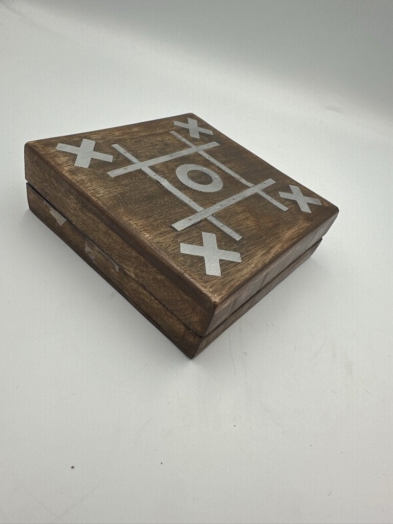 Wooden & Brass Tic Tac Toe Set- 5X4X2