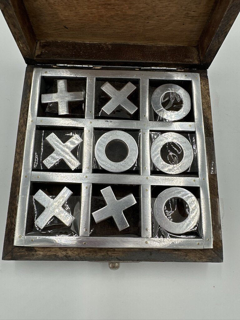 Wooden & Brass Tic Tac Toe Set- 5X4X2