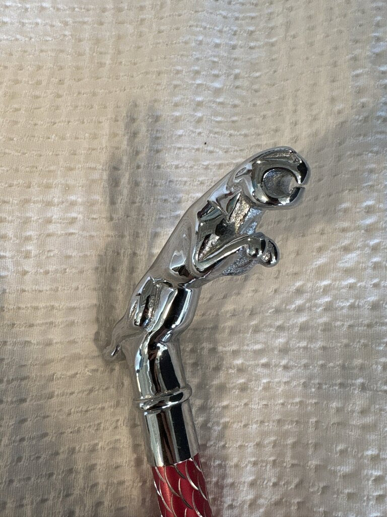 Walking Cane W/ Silver Jaguar Handle- 6X1X35H