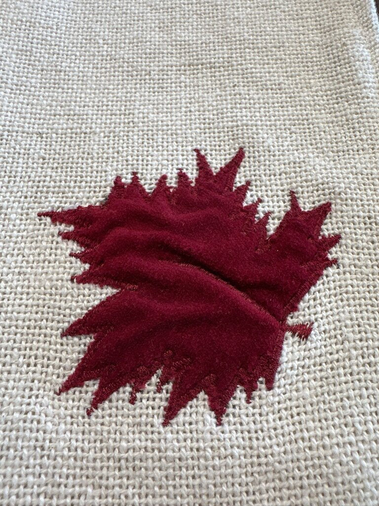 White Velvet Table Runner W/ Fall Leaves- 13X72H