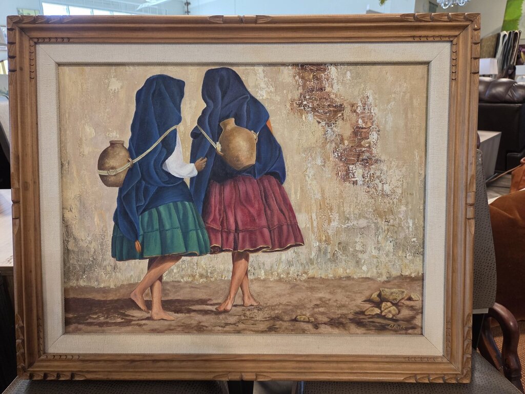 Framed Original Art of Water Carriers By Crock- 29X23