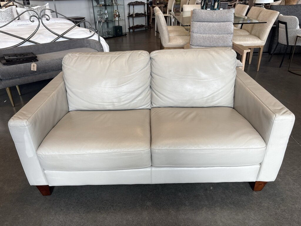 Violino Taupe Leather Sofa- 60X35X32H