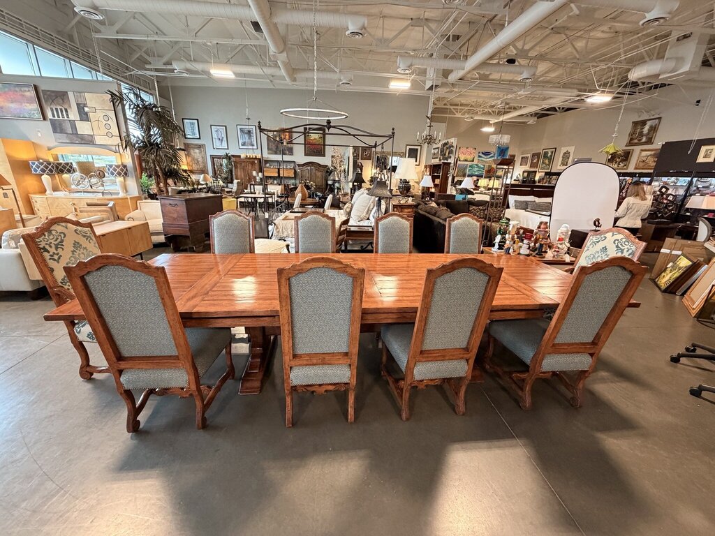Bausman Extension Dining Table W/ 10 Chairs- 96-144X48