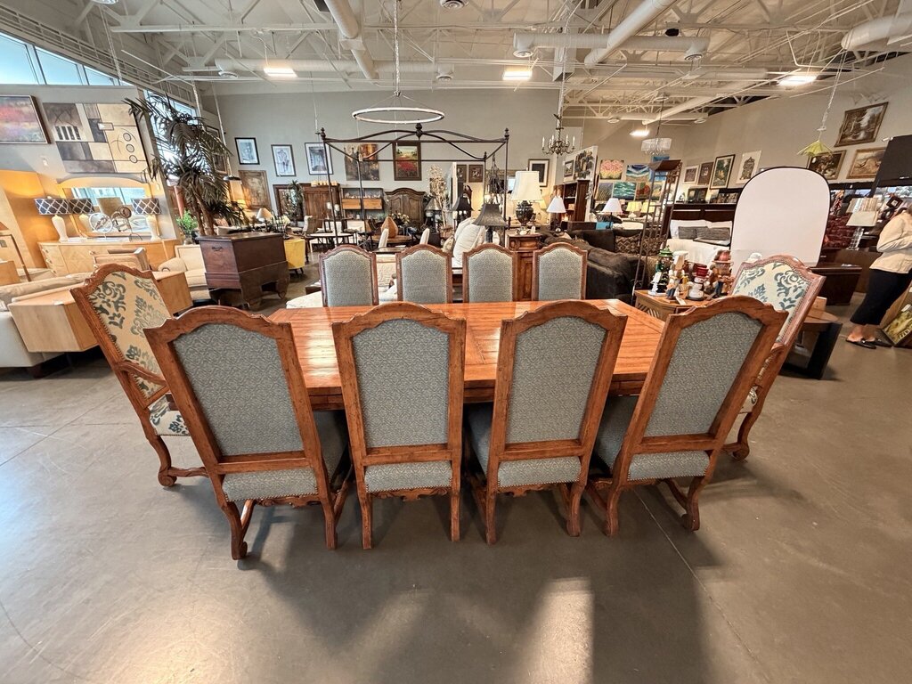 Bausman Extension Dining Table W/ 10 Chairs- 96-144X48