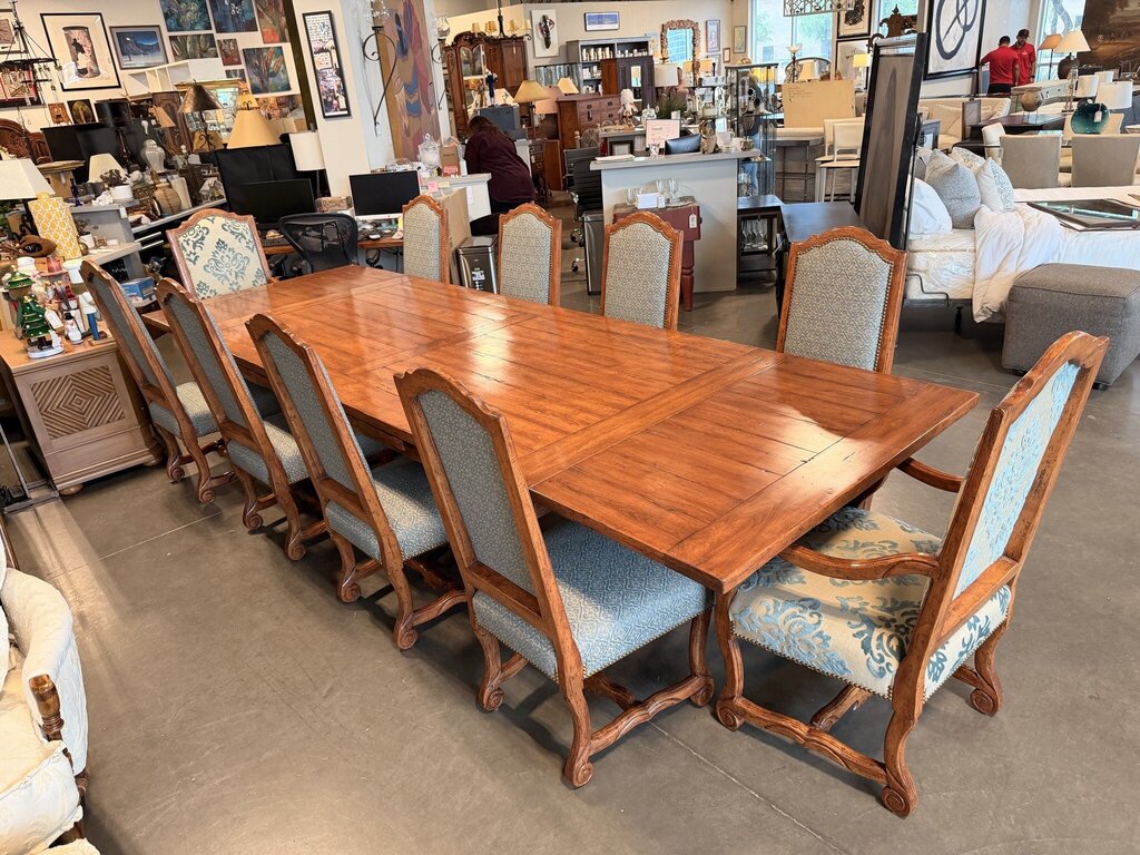 Bausman Extension Dining Table W/ 10 Chairs- 96-144X48