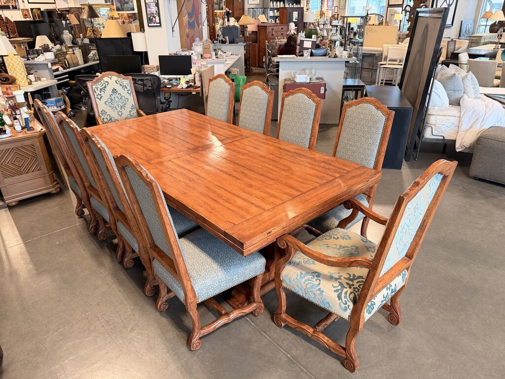 Bausman Extension Dining Table W/ 10 Chairs- 96-144X48