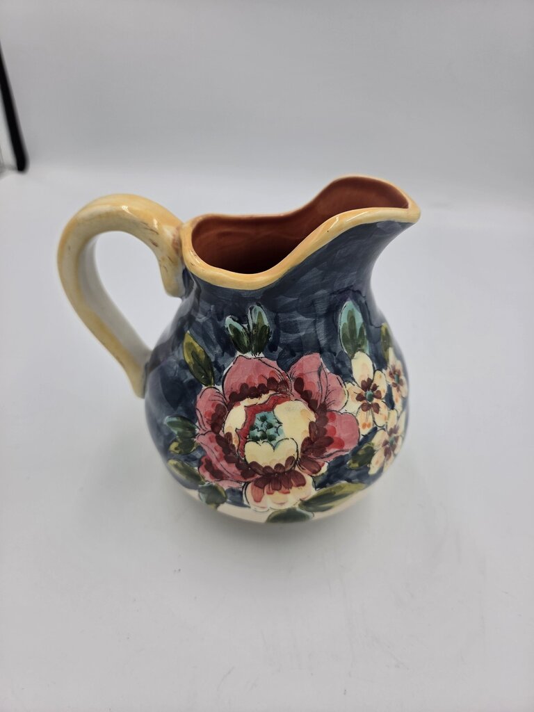 Floral Ceramic Pitcher W/ Cream & Sugar on Platter-4X5X5