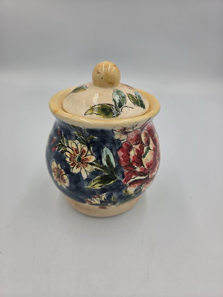 Floral Ceramic Pitcher W/ Cream & Sugar on Platter-4X5X5