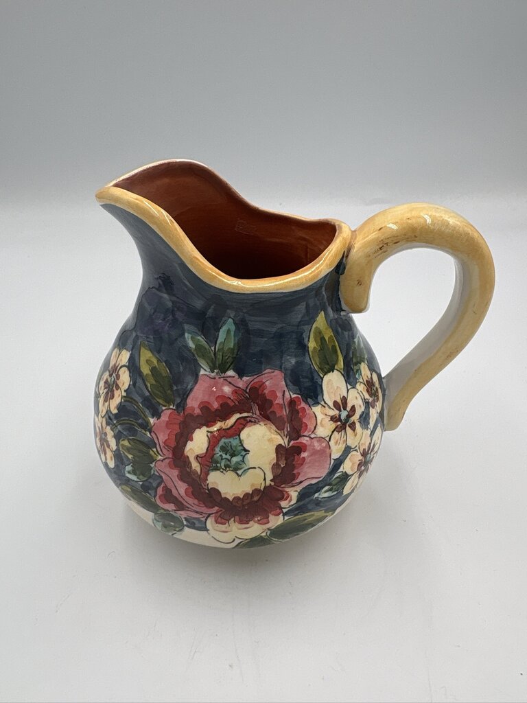 Floral Ceramic Pitcher W/ Cream & Sugar on Platter-4X5X5