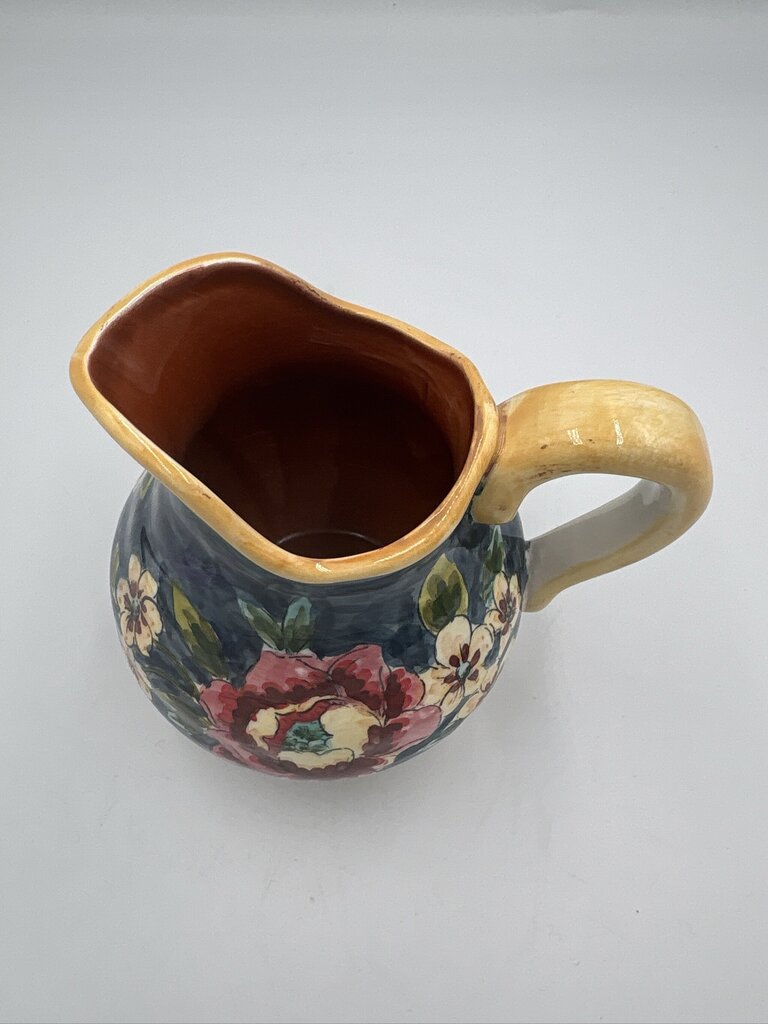 Floral Ceramic Pitcher W/ Cream & Sugar on Platter-4X5X5
