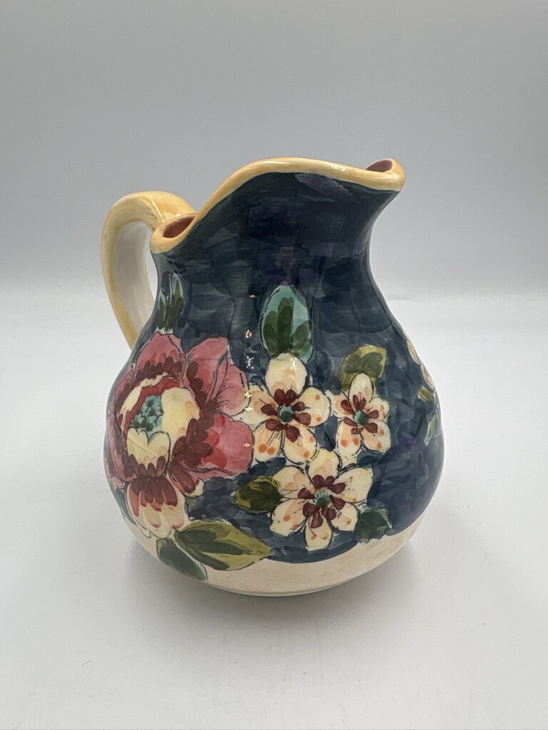 Floral Ceramic Pitcher W/ Cream & Sugar on Platter-4X5X5