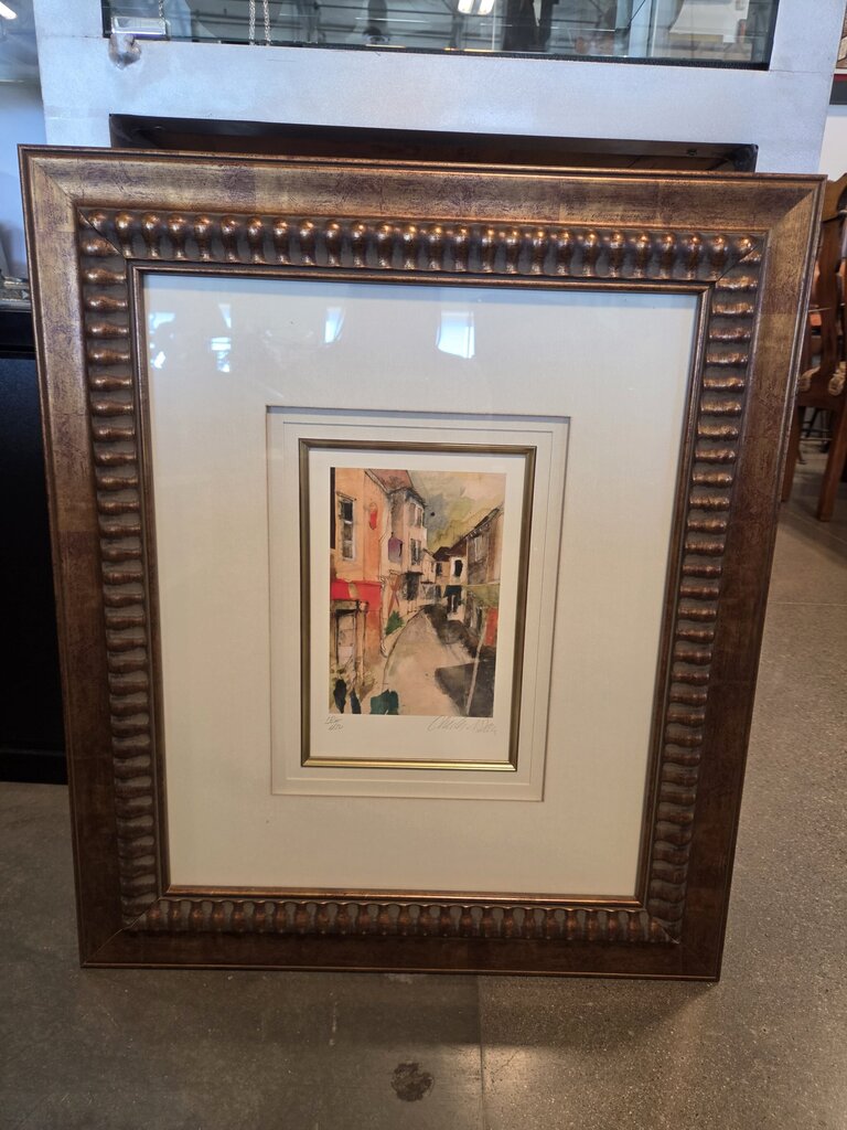 Framed Watercolor Art Street View - 24.5X28.5