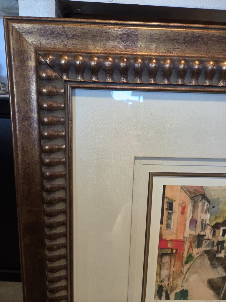 Framed Watercolor Art Street View - 24.5X28.5
