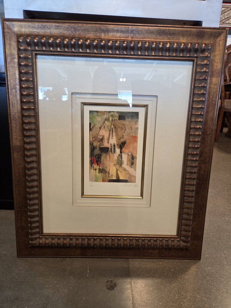 Framed Watercolor Art Houses View - 24.5X28.5