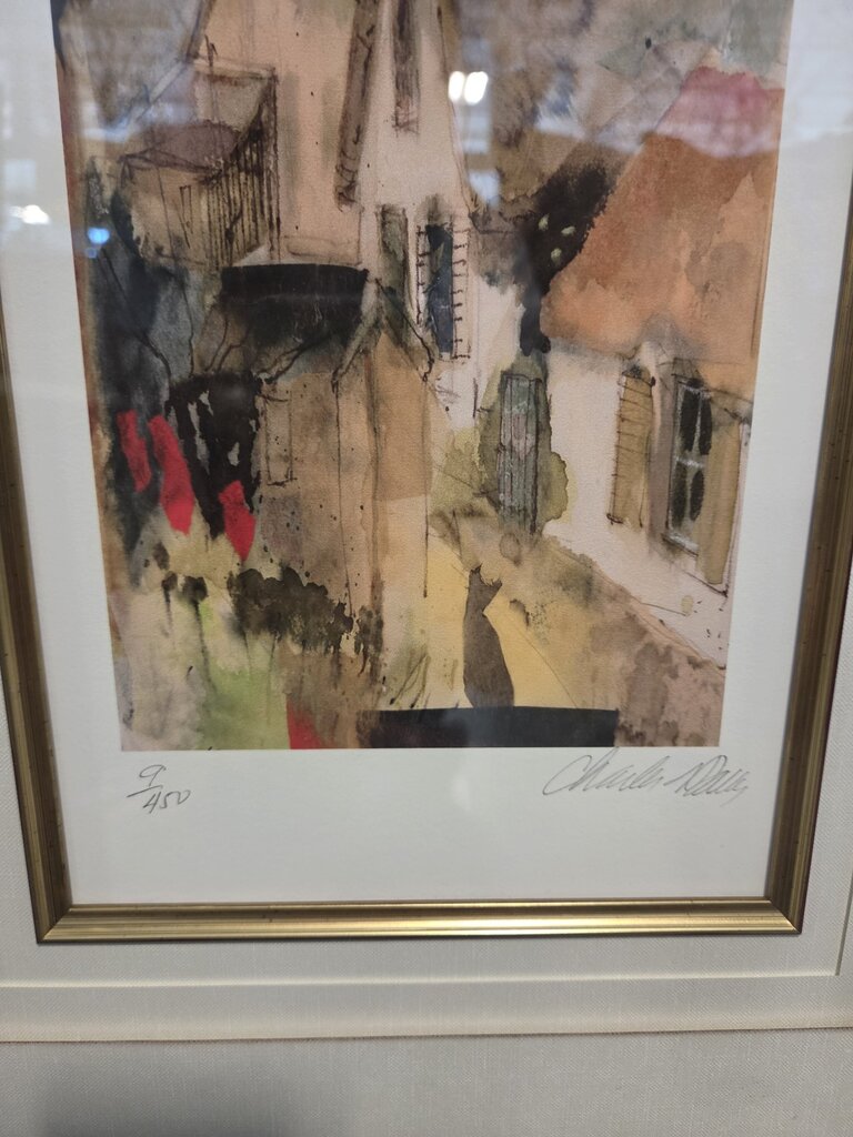 Framed Watercolor Art Houses View - 24.5X28.5