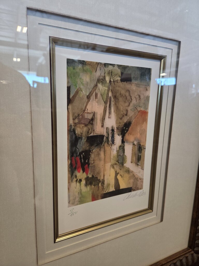 Framed Watercolor Art Houses View - 24.5X28.5