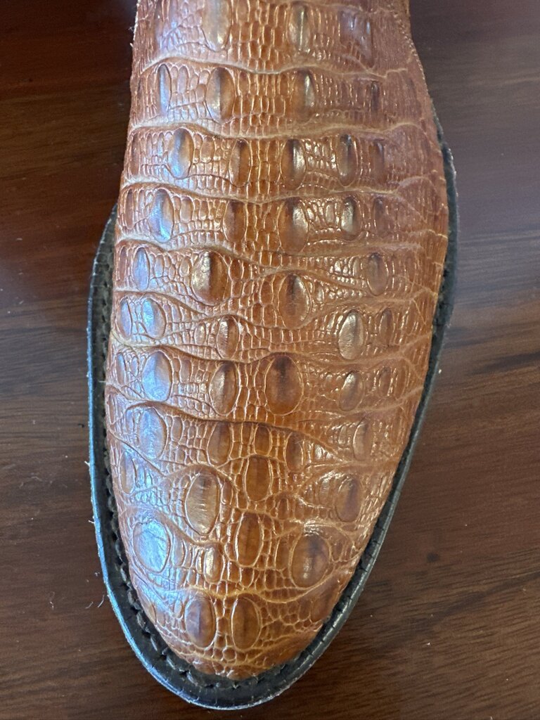 Vintage Tony Lama El Rey 5500 Cognac Caiman Tail Cowboy Boots Men's 7.5 D