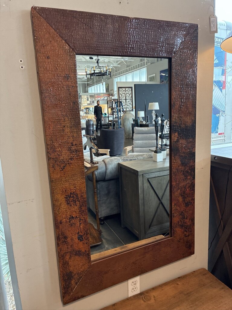 Hammered Cooper Wall Mirror- 29X2X47- AS IS
