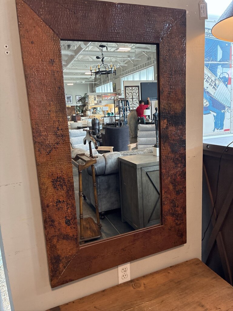 Hammered Cooper Wall Mirror- 29X2X47- AS IS