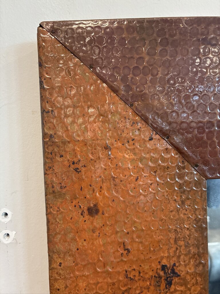 Hammered Copper Wall Mirror- 29X2X47- AS IS