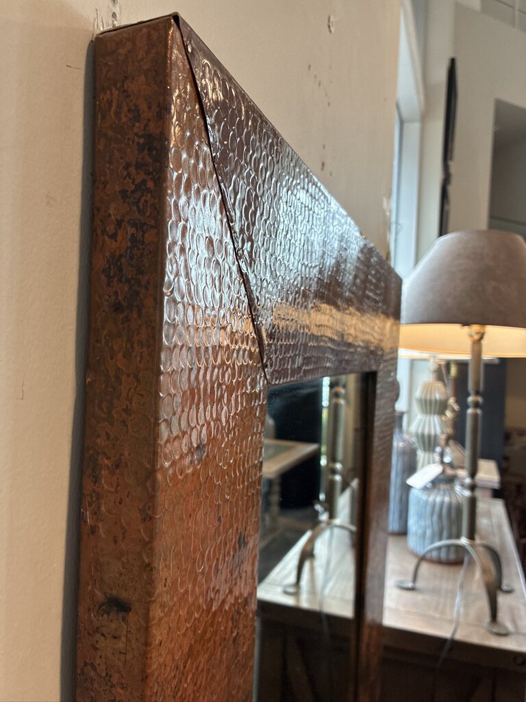 Hammered Cooper Wall Mirror- 29X2X47- AS IS