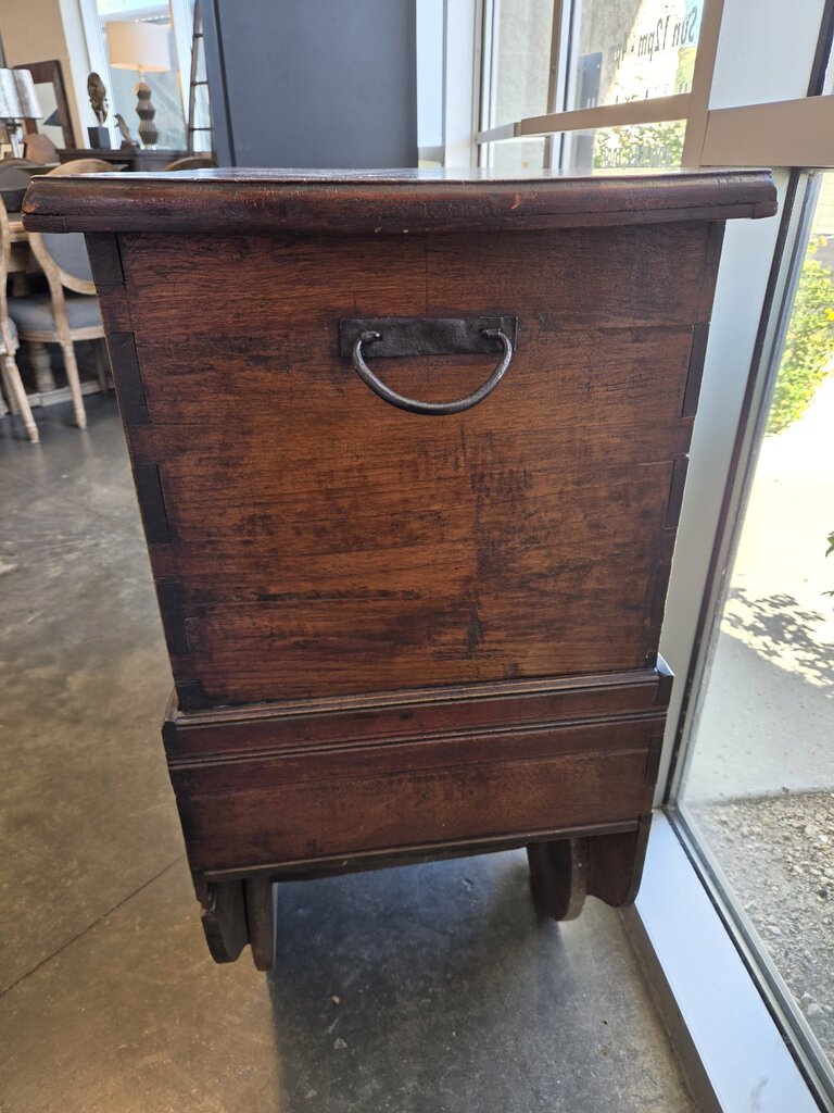 Vintage Carved Wood Chest On Wheels- 50X20X40- AS IS