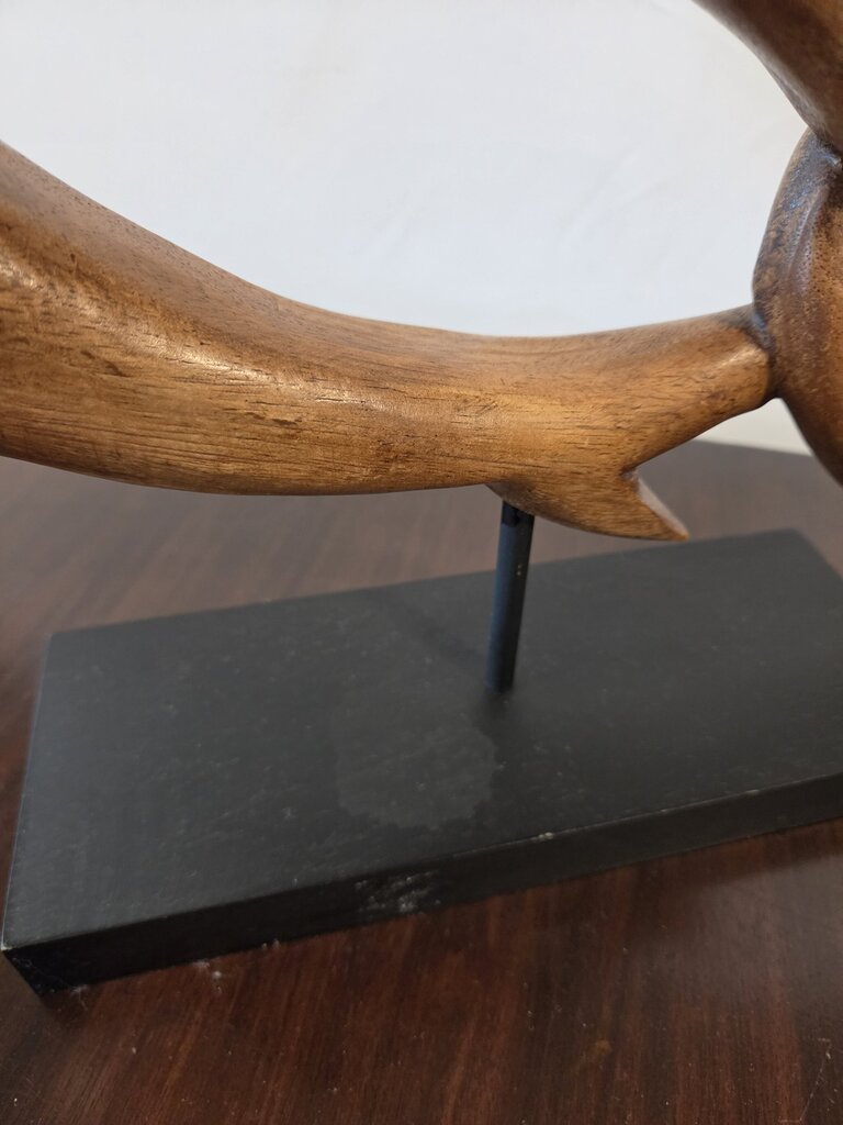 Carved Wood Fish Art On Stand- 18X4X11