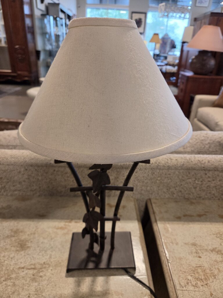Rust Iron Lamp W/ Leaf Detail- 11X11X19.5