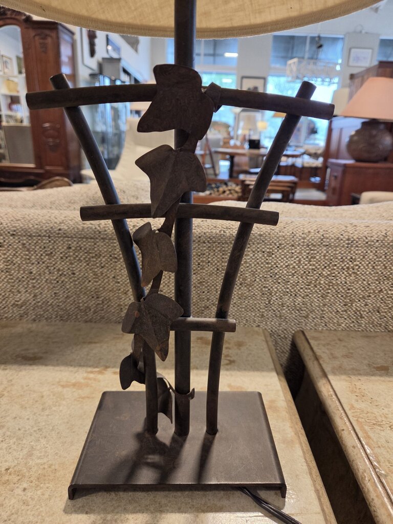 Rust Iron Lamp W/ Leaf Detail- 11X11X19.5