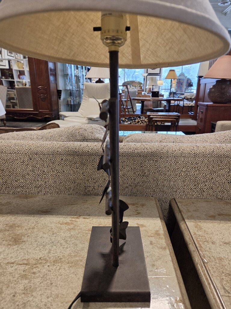 Rust Iron Lamp W/ Leaf Detail- 11X11X19.5
