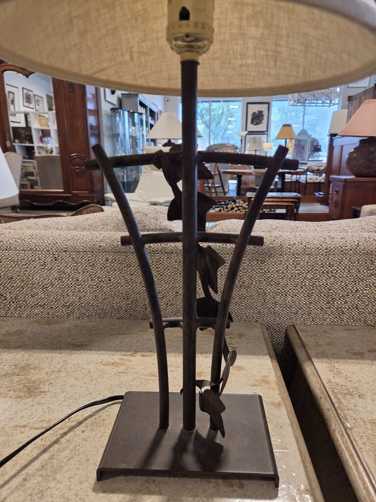 Rust Iron Lamp W/ Leaf Detail- 11X11X19.5