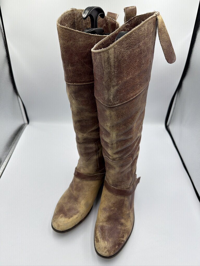 Golden Goose Charlye Distressed Leather Riding Boots Brown EU 39