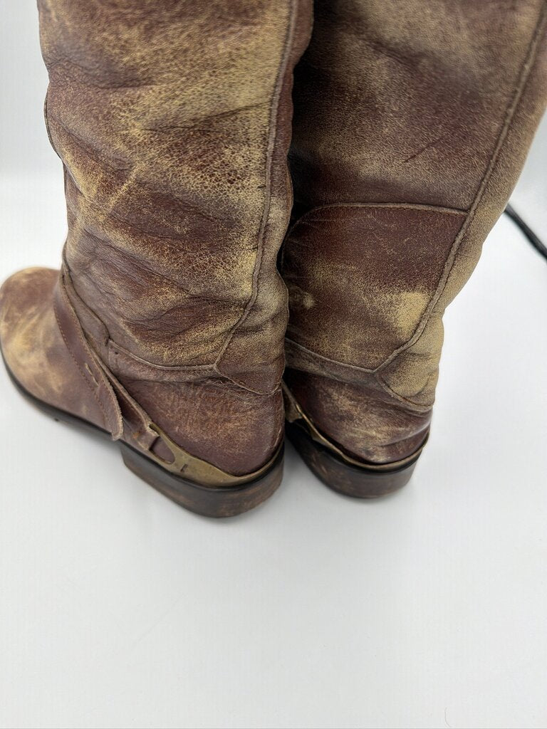 Golden Goose Charlye Distressed Leather Riding Boots Brown EU 39