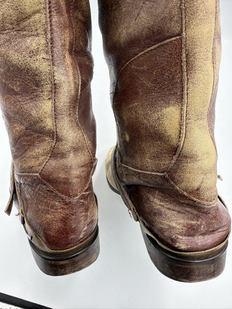 Golden Goose Charlye Distressed Leather Riding Boots Brown EU 39
