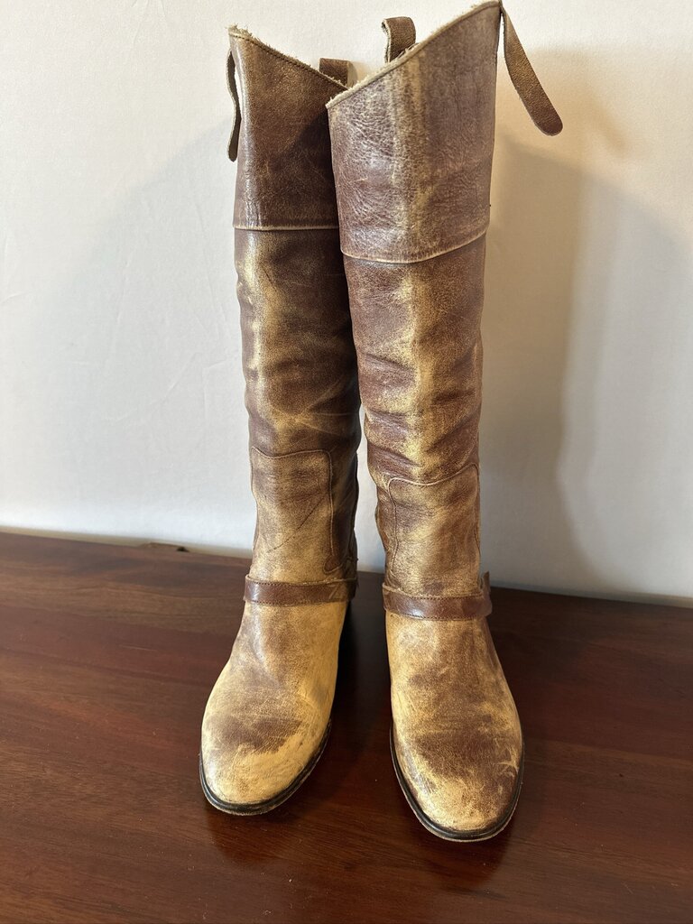 Golden Goose Charlye Distressed Leather Riding Boots Brown EU 39