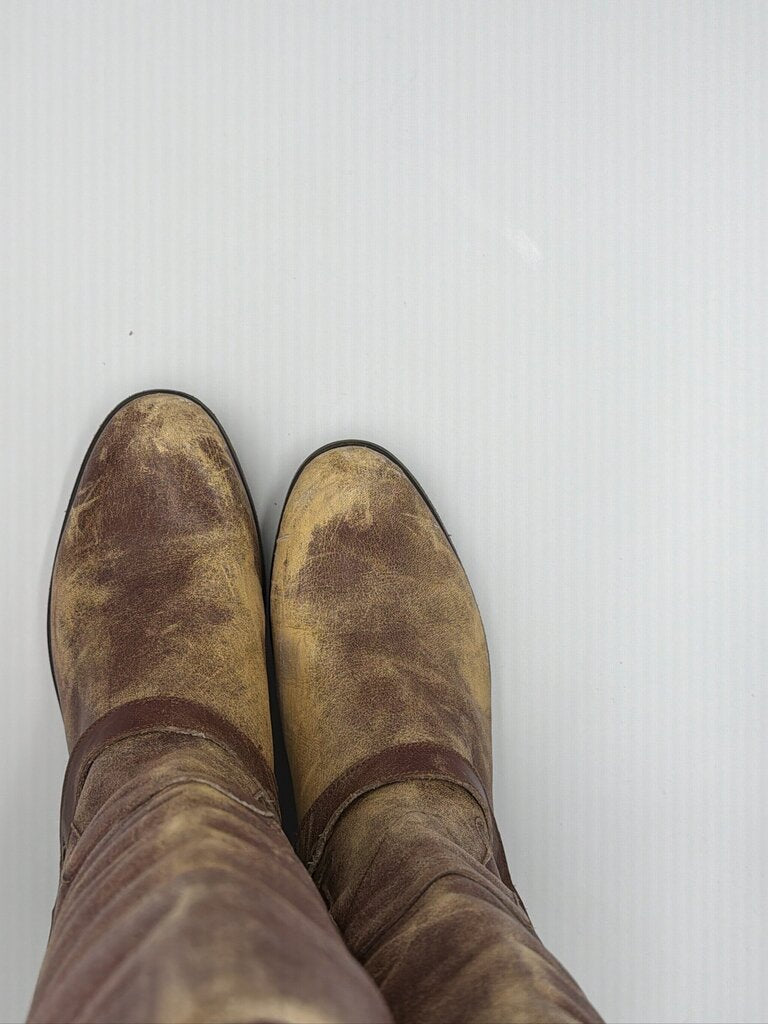 Golden Goose Charlye Distressed Leather Riding Boots Brown EU 39