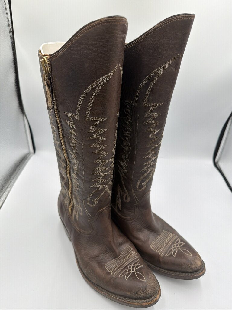 Golden Goose Crosby Tall Leather Western Boots - Size 39