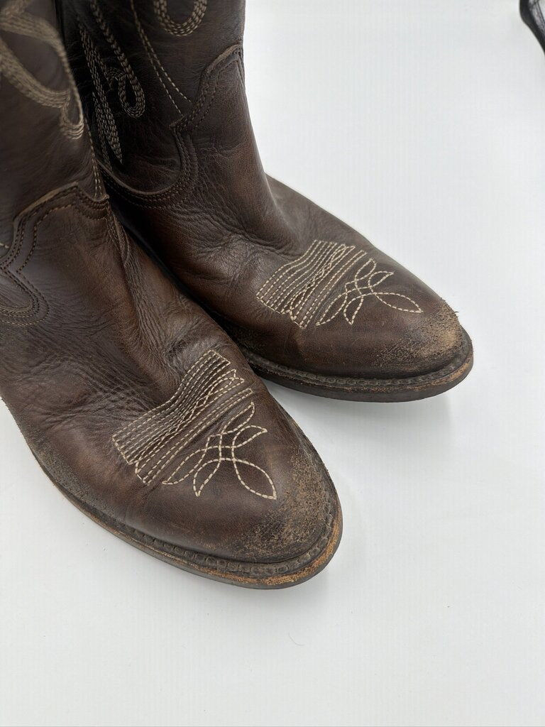 Golden Goose Crosby Tall Leather Western Boots - Size 39
