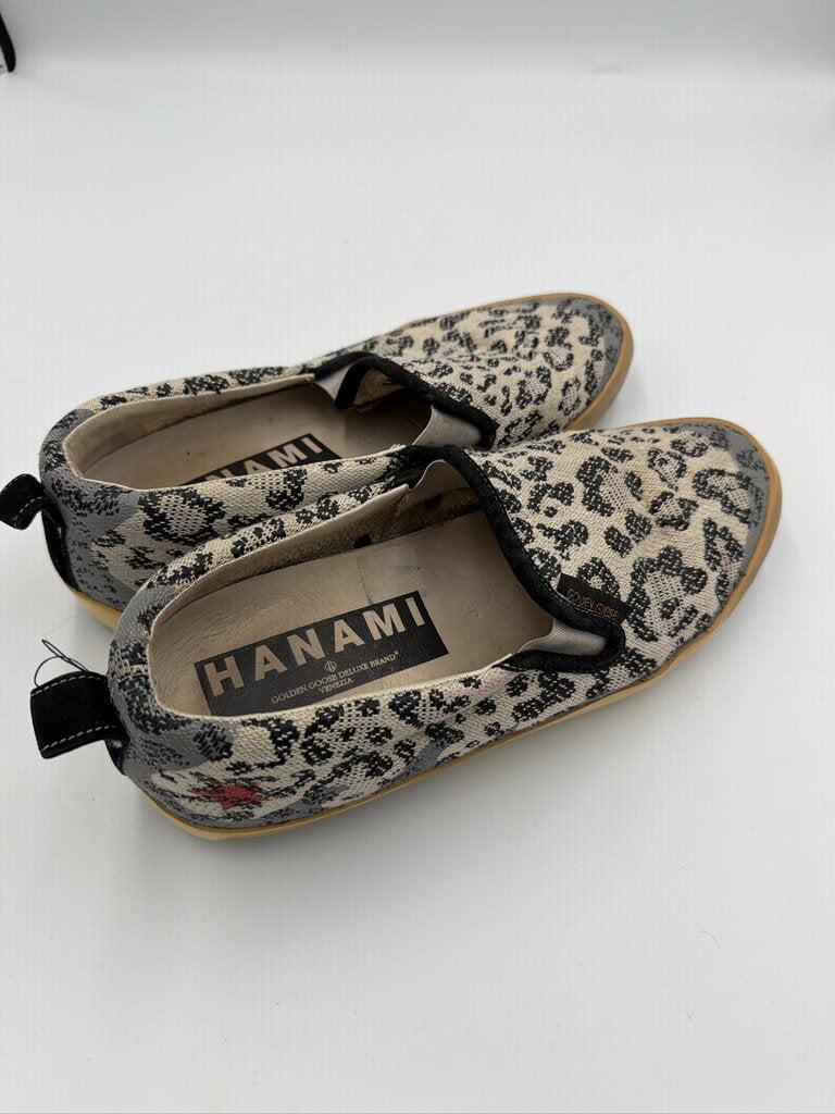 Golden Goose Hanami Leopard Print Canvas Slip-On Sneakers Size 39