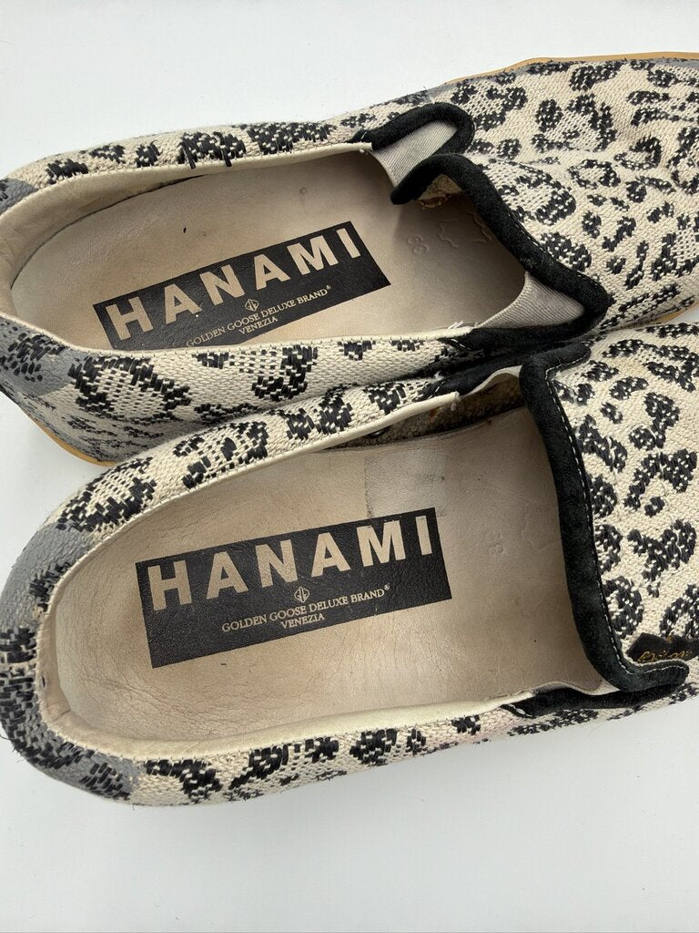 Golden Goose Hanami Leopard Print Canvas Slip-On Sneakers Size 39