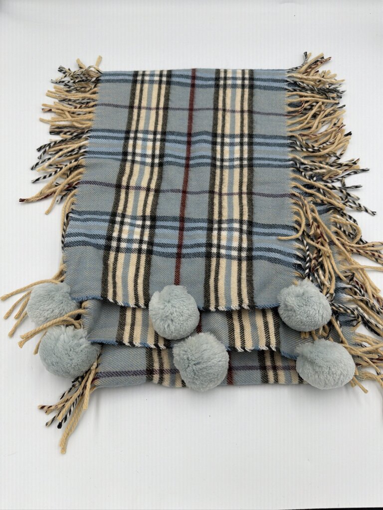 Burberry Light Blue Nova Check Cashmere Scarf