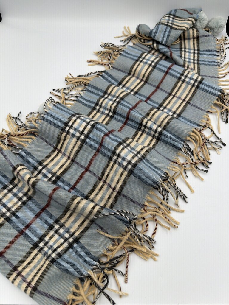 Burberry Light Blue Nova Check Cashmere Scarf