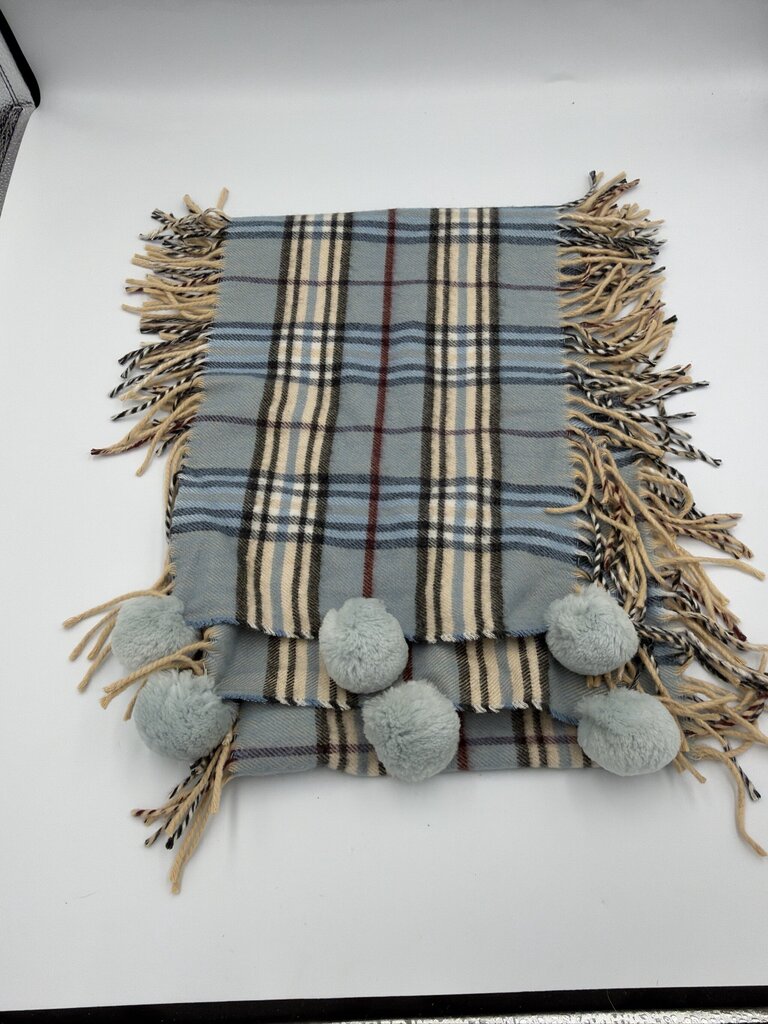 Burberry Light Blue Nova Check Cashmere Scarf