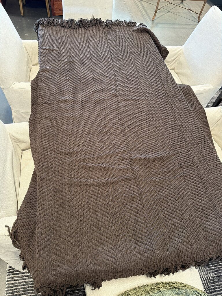 DKNY Brown Textured Throw- 80X50