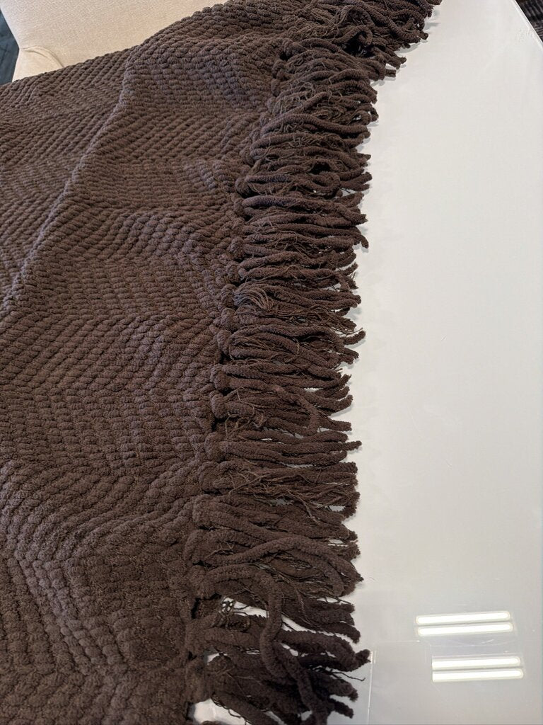 DKNY Brown Textured Throw- 80X50